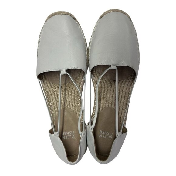 Eileen Fisher Washed White Leather Espadrilles Flats Shoes SIZE 9 BRAND NEW - Picture 4 of 9